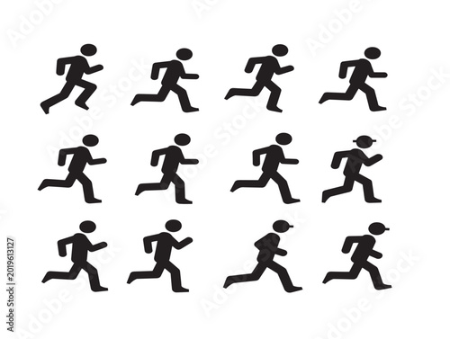 Vector illustration of people running in flat minimalist style