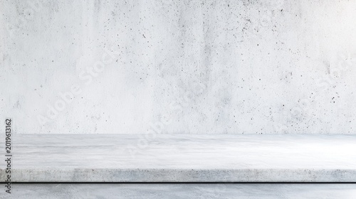 Minimalistic empty gray concrete surface with a textured wall background, ideal for product display or photography.