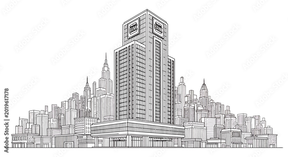 Fototapeta premium Large Skyscraper Building Cityscape Architecture.