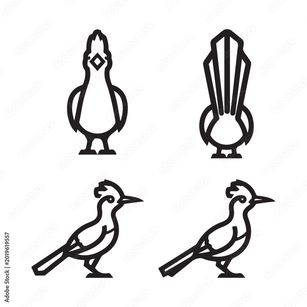 Fototapeta premium Minimalist roadrunner bird icon set