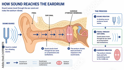Fotografie How Sound Reaches the Eardrum - A Detailed Diagram of the Human Ear
