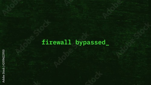 Retro Computer Terminal Firewall Bypassed Animation with Green CRT Cyber Security Screen Effect