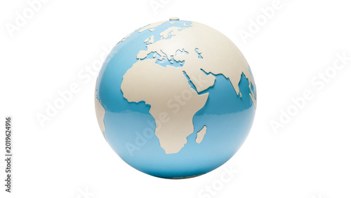 Quadro su tela Stylized globe with continents and oceans, isolated on transparent background
