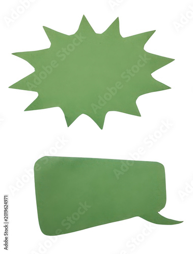 Green speech and explosion bubble icons