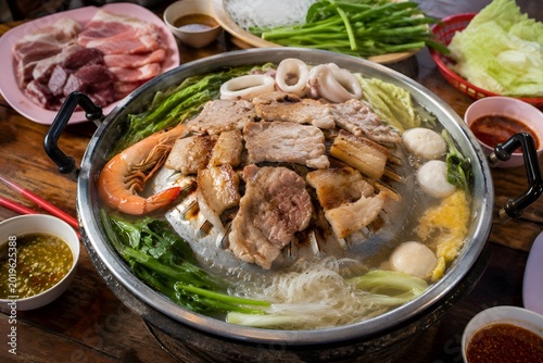 Thai BBQ Hot Pot with Seafood and Pork