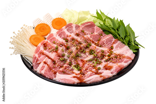 Raw Pork Slices with Vegetables on transparent Background