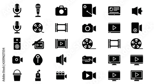 Fotografi Comprehensive Collection of Multimedia and Audio Visual Production Icons