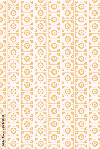 Vintage geometric floral seamless pattern with retro tile ornament style
