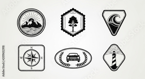 Collection of Vintage Style Emblem Icons for Design.