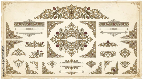 Vintage Ornamental Flourishes and Borders Collection.