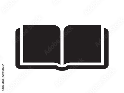 Open book vector illustration, black silhouette