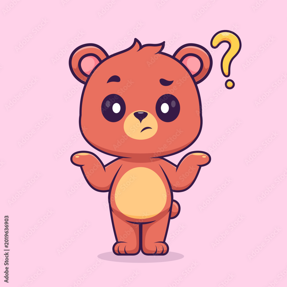 Obraz premium Cute Bear Confused Cartoon
