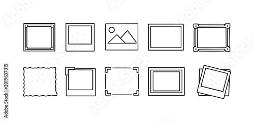 Collection of simple line art icons representing various photo frames and borders