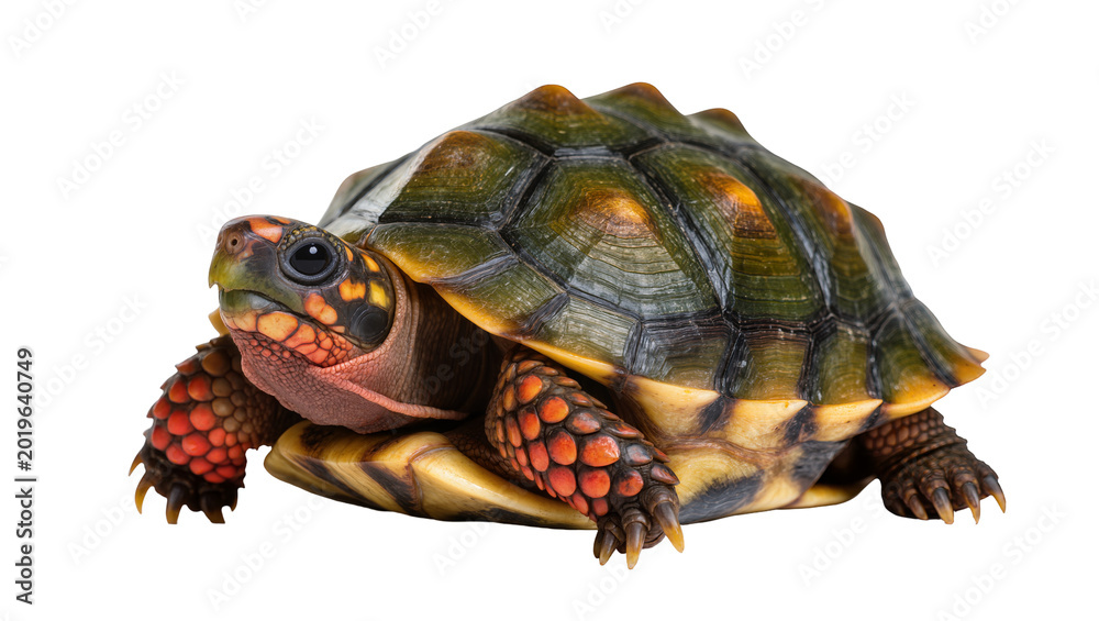 Obraz premium Red-footed tortoise with textured shell, isolated on transparent background