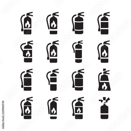 Tableau sur toile Fire Extinguisher Icon Set For Emergency Safety Equipment And Fire Protection Services