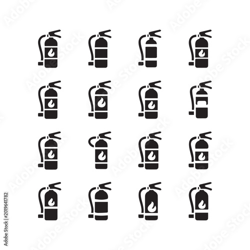 Photos Fire Extinguisher Icon Set For Emergency Safety Equipment And Fire Protection Services