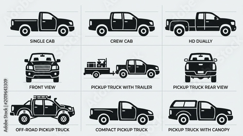 Foto Collection of Pickup Truck Silhouettes and Types.