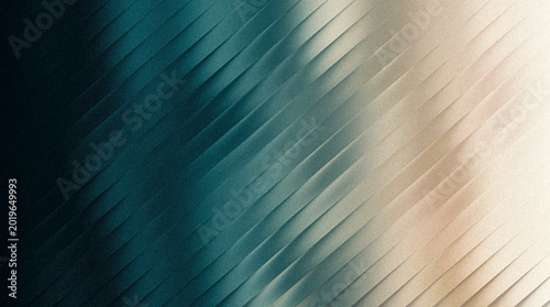 Grainy ribbed abstract background with diagonal lines and grainy texture, gradient from dark teal to light beige, modern design