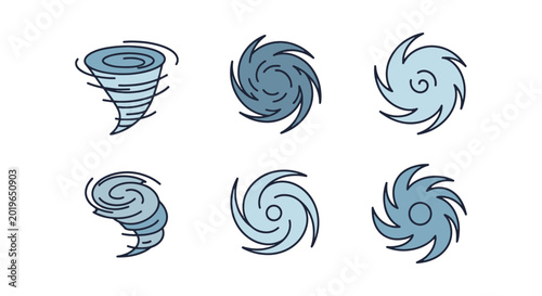 cyclone Line art vector set minimal colorful pattern