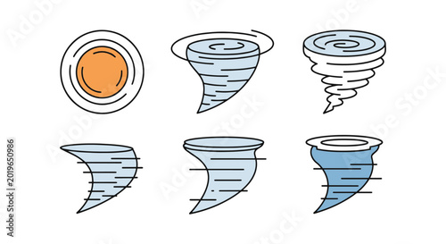 cyclone Line art vector set simple abstract colorful