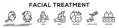 Facial Treatment web banner icon illustration concept