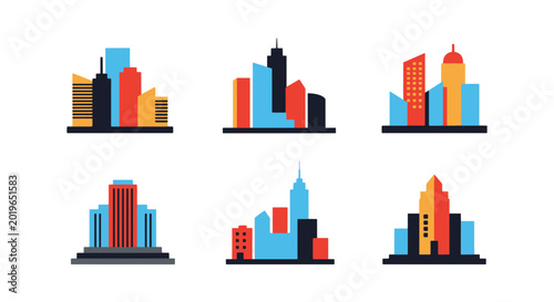 city Line art vector set minimal abstract creative
