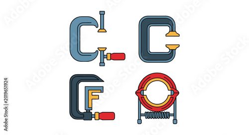 Clamp Line art vector set creative abstract