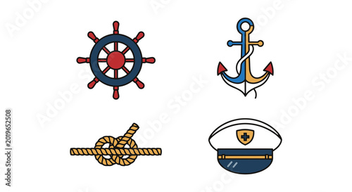 Crew Line art vector set clean illustration