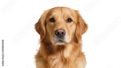Golden Retriever dog portrait friendly expression, isolated on transparent background