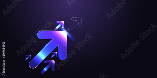 A professional Finance visual where steady beams of light track an upward path to denote an increasing trending concepts and Radiant purple and blue hues reflect powerful upward