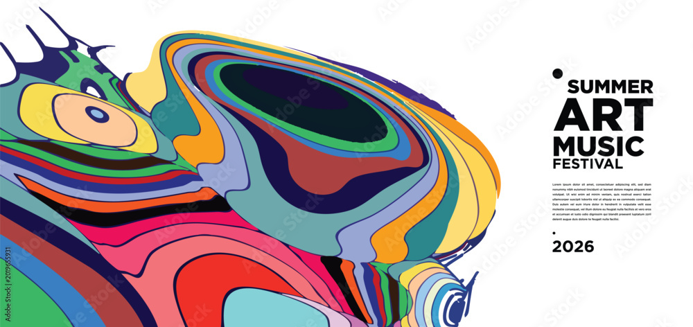 Obraz premium Colorful Abstract Design for Summer Art and Music Festival Poster