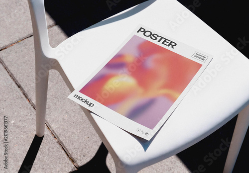 Paper Poster Mockup – on Chair Branding Stationery Presentation (PSD)