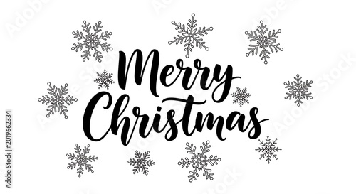 Merry christmas festive season holiday greeting with snowflakes graphic design