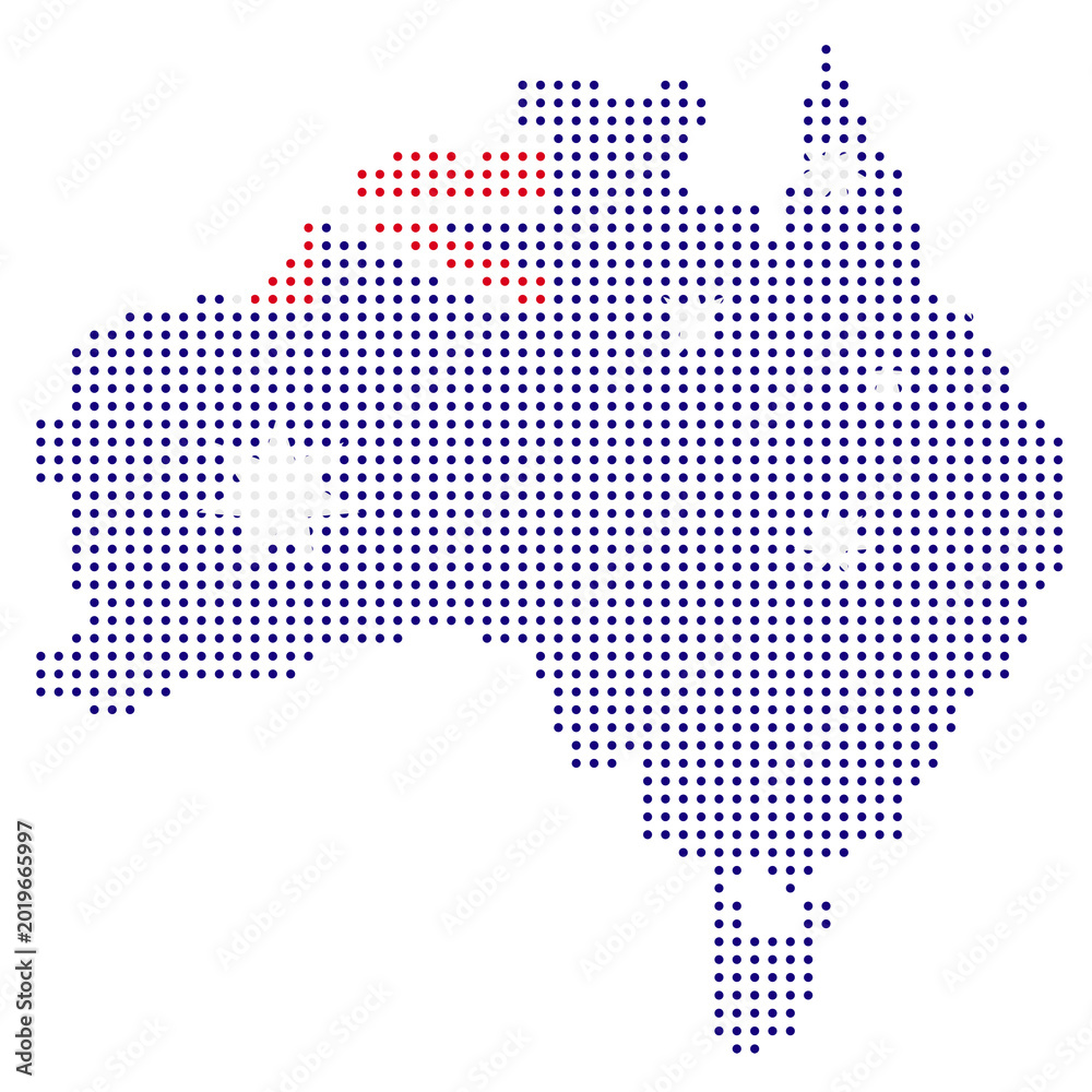 Fototapeta premium Australia dotted map with flag color