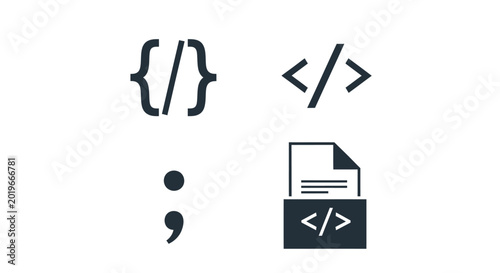 Cuadro en lienzo Set of Software Development and Coding Symbols Icons
