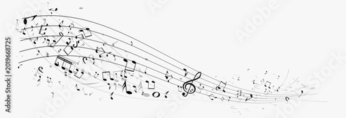 Photos Musical notes, stave, and falling and dancing note compositions