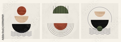 Mid Century Modern Wall Art Set of , Minimalist Geometric Abstract Prints, Japandi Neutral Printable Posters, Terracotta Olive Green Scandinavian Boho Gallery Wall Decor,  Organic Shapes Art