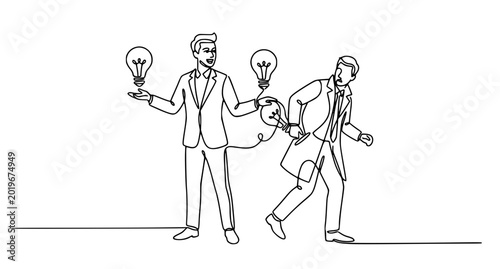 Tableau sur toile Minimal continuous line art of business idea theft and partner betrayal vector i