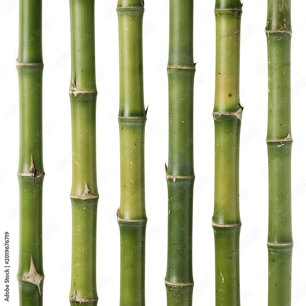 Fototapeta premium Bamboo Stems Pattern Isolated on Transparent Background PNG