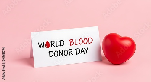 World Blood Donor Day Concept with Heart on Pink Background