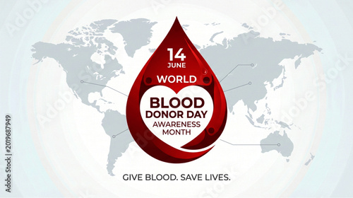 World Blood Donor Day awareness vector illustration with heart