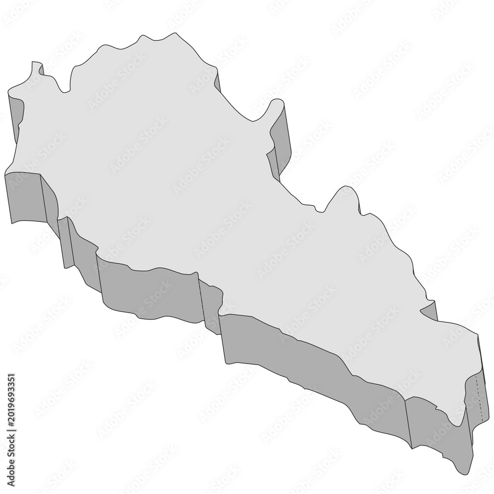 Fototapeta premium 3D map dimension - continent Asia country Lebanon