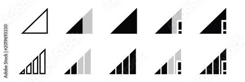 cellular icon set with increasing filled sections on white background