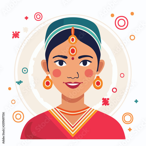 Indian Woman Portrait with Traditional Attire and Jewelry
