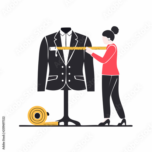 Tailor Measuring Suit on Mannequin with Tape Measure