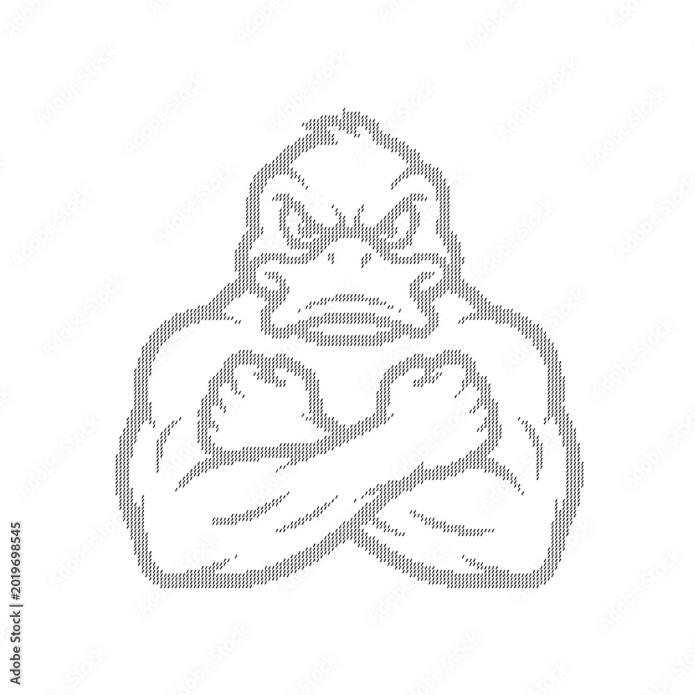 Fototapeta premium Aggressive muscular duck mascot vector, tough mallard character with crossed arms, angry bird sports logo icon, strong waterfowl gym illustration