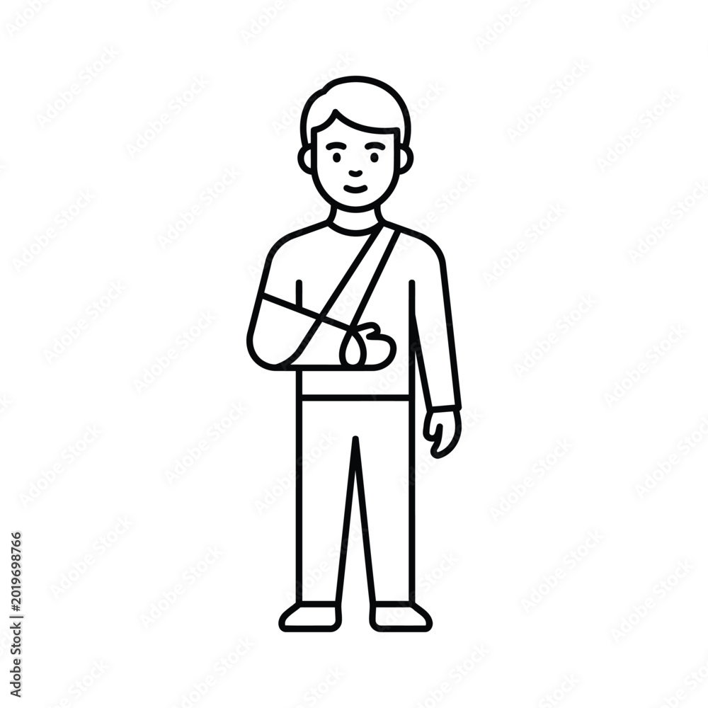 Obraz premium Person with Arm in Sling Injury Line Art Icon