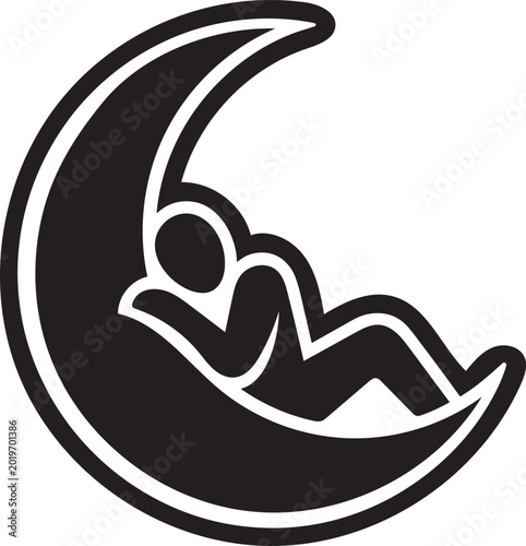 human sleep silhouette peaceful recovery, bedtime wellness icon vector, healthy rest illustration