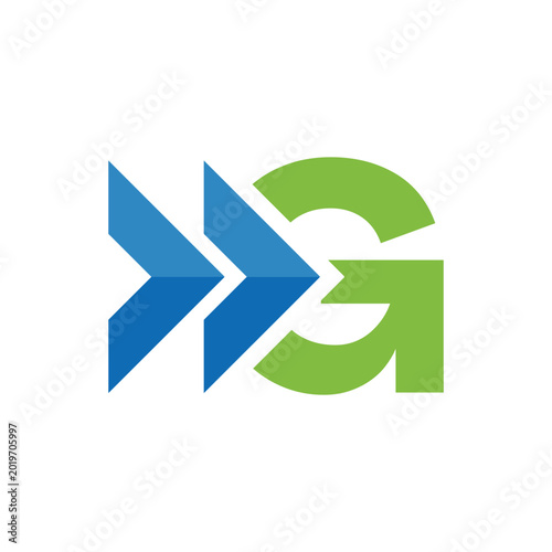 Εκτύπωση καμβά This is a simple flat logo design of an initial letter G in combination with two arrow heads facing right