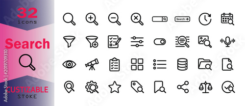 Εκτύπωση καμβά Search icons set with customizable stock illustrations